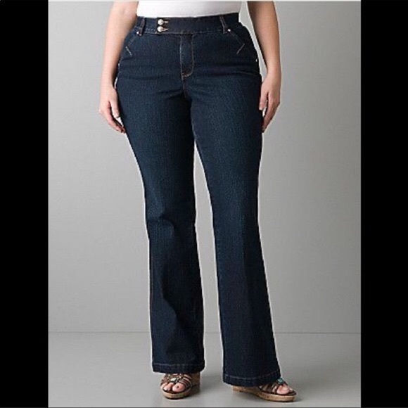 Lane Bryant Flare Med Wash Jeans Sz. 16X32 Tighter Tummy Fit Casual Slimming - Picture 1 of 7